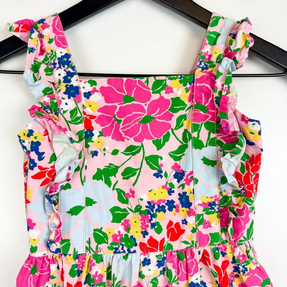 Hanna Andersson Floral Spring Ruffled Girls Dress Pink Flowers - 5